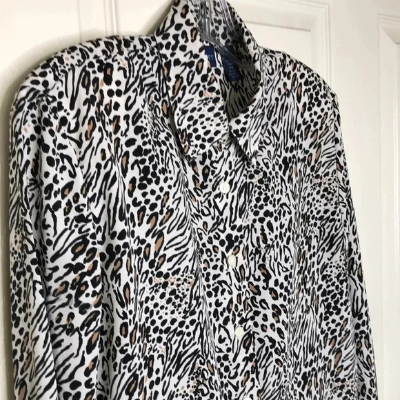 KAREN SCOTT Animal Print Button Down Blouse - Picture 2 of 7